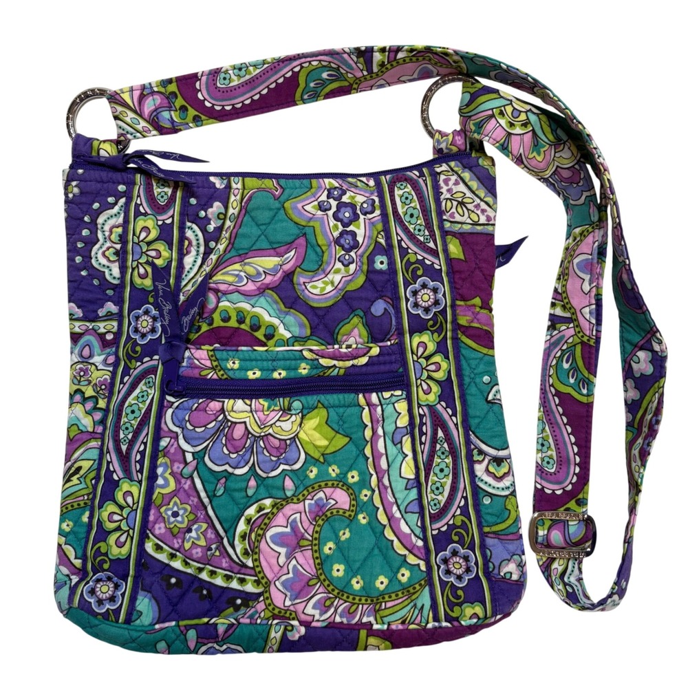 Vera Bradley Heather Retired Crossbody Hipster Bag Purple Teal Quilted‎ Purse